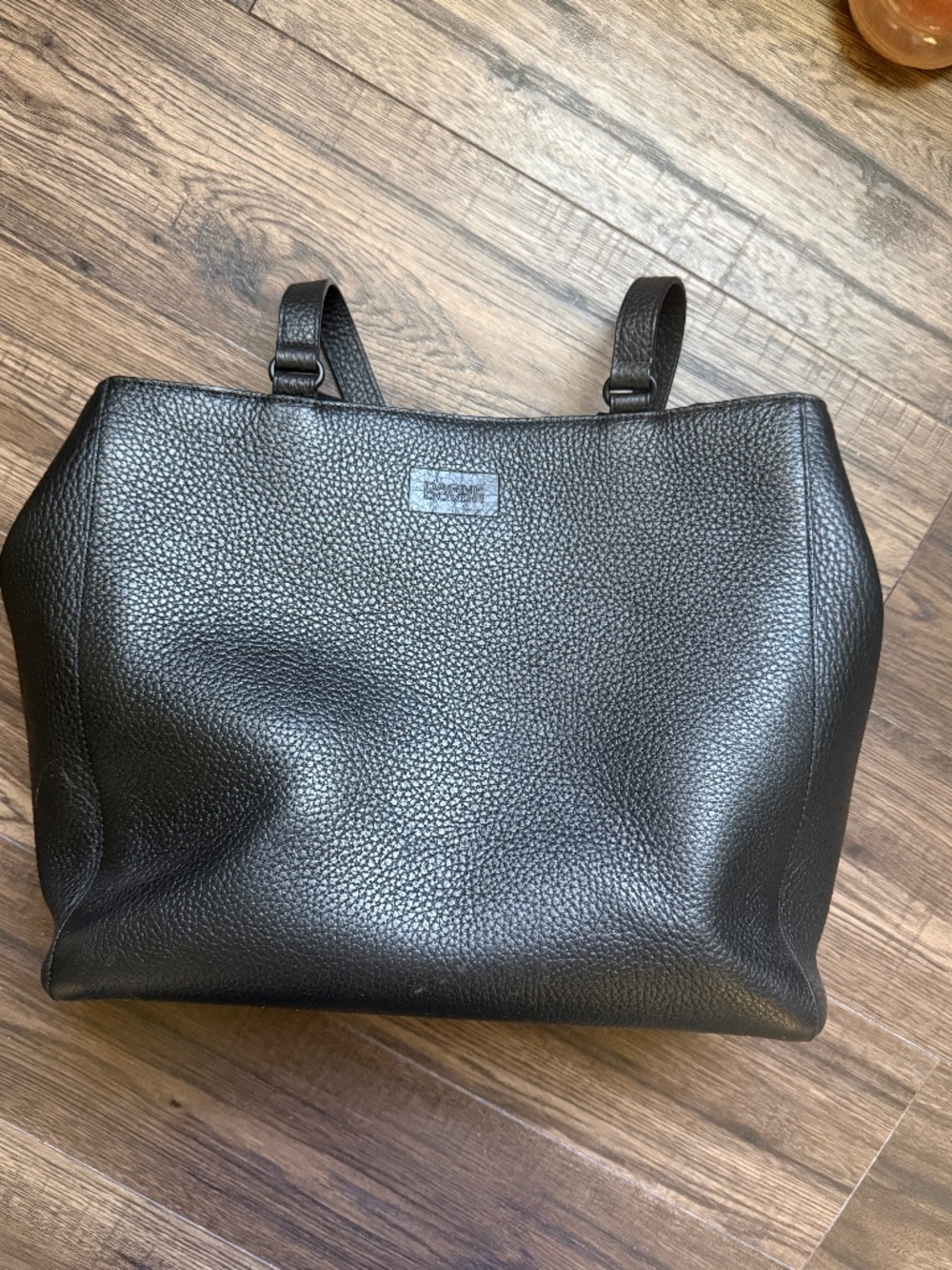 Dagne Dover Allyn Tote Medium Onyx Leather Work Laptop Bag Black